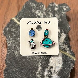 NWT Silver Post Space-Themed Earrings